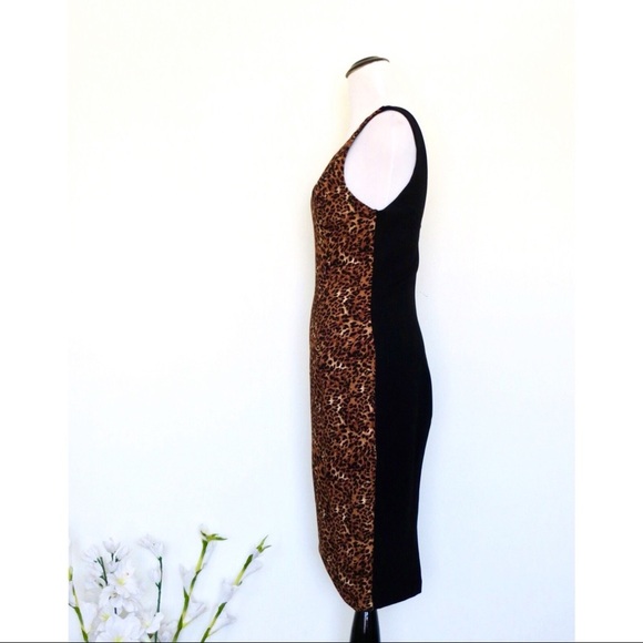 NEW! ASTR The Label Leopard Animal Print Cocktail Mini Dress Brown Black SZ M - Picture 4 of 6